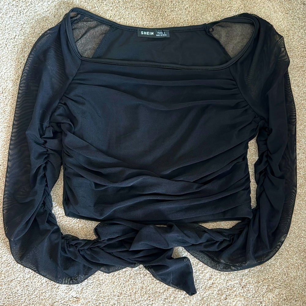 Black mesh top